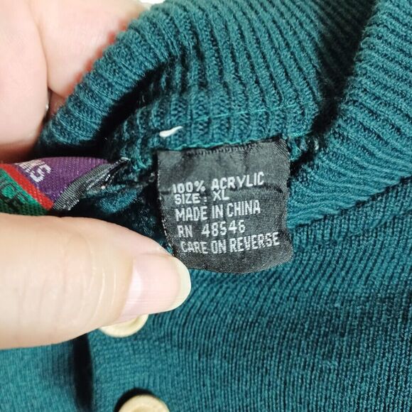 Grand Banks Performance Mens Green Wood Buttons Sweater Pullover Long Sleeve XL - Picture 6 of 8